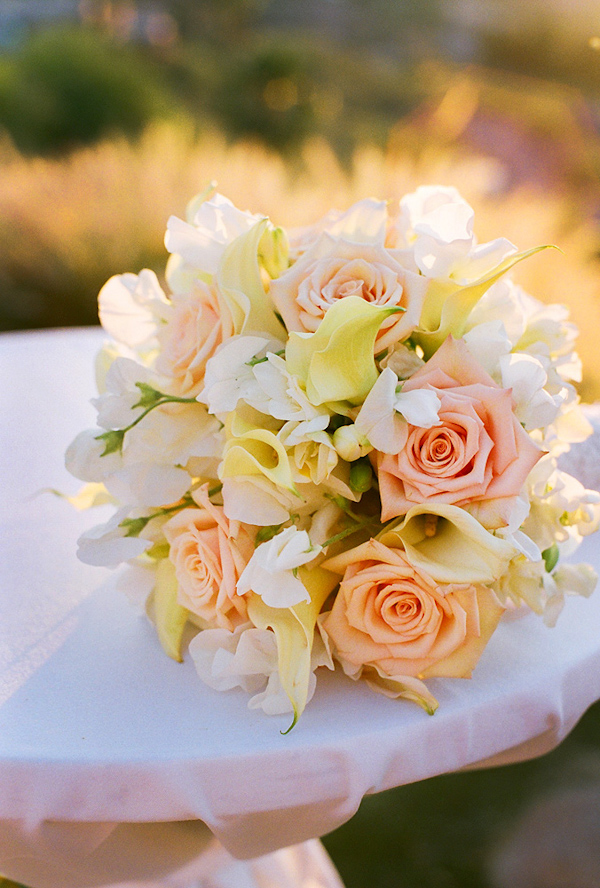 White and pink rose bouquet - wedding photo by Harrison Hurwitz Photography